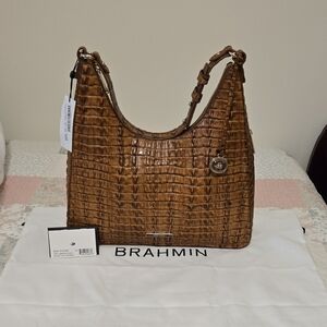 BRAHMIN TABITHA Shoulder Bag In LUGGAGE BROWN LEONTYNE. NWT